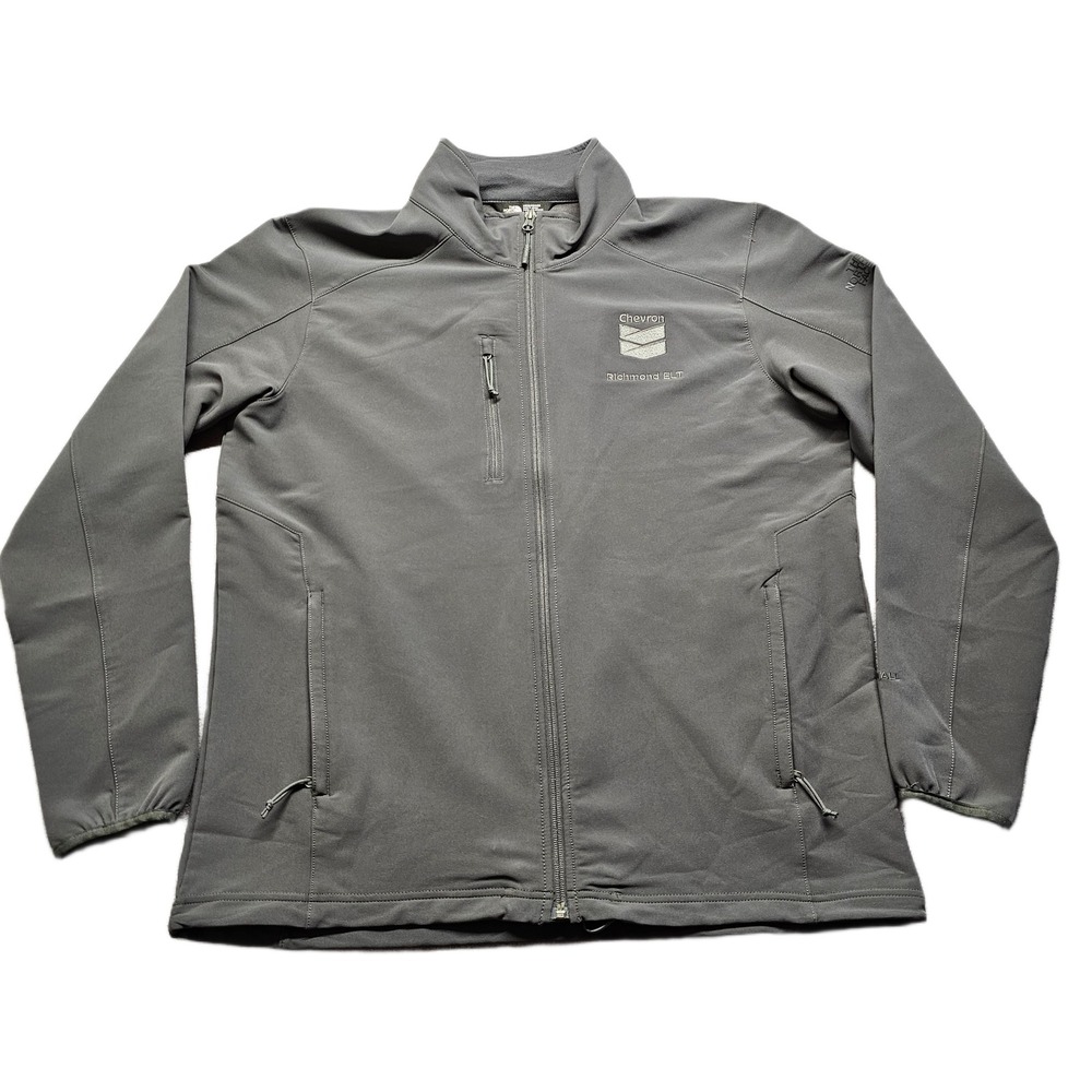 The North Face Soft Shell Jacket Mens L Gray Chevron Richmond ELT Logo‎ Full Zip